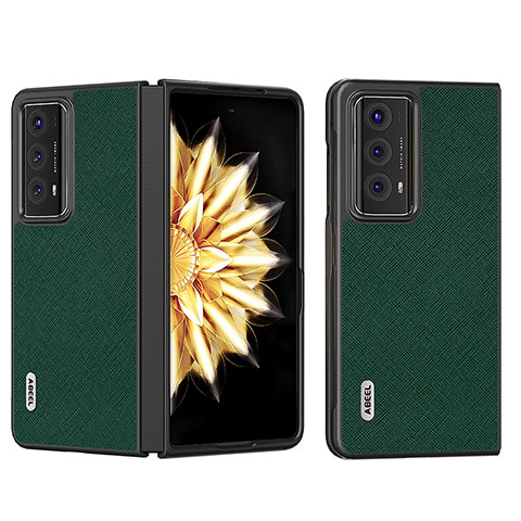 Funda Bumper Lujo Cuero y Plastico Mate Carcasa B01H para Huawei Honor Magic V2 Ultimate 5G Verde