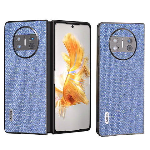 Funda Bumper Lujo Cuero y Plastico Mate Carcasa B01H para Huawei Mate X3 Azul