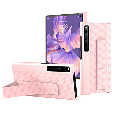 Funda Bumper Lujo Cuero y Plastico Mate Carcasa B01H para Huawei Mate Xs 2 Oro Rosa