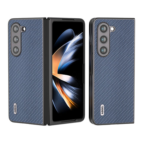 Funda Bumper Lujo Cuero y Plastico Mate Carcasa B01H para Samsung Galaxy Z Fold5 5G Azul Cielo