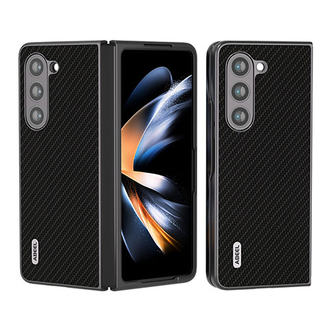 Funda Bumper Lujo Cuero y Plastico Mate Carcasa B01H para Samsung Galaxy Z Fold5 5G Negro