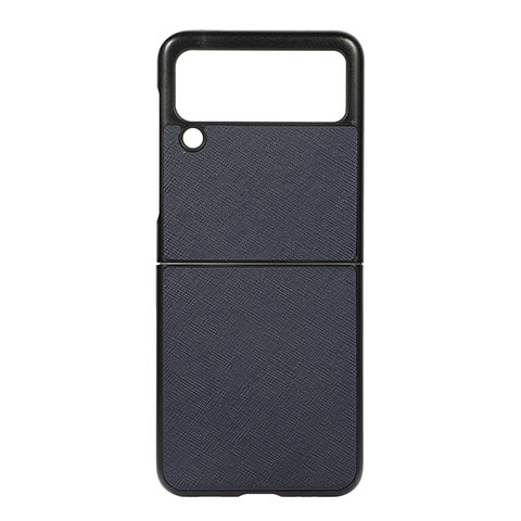 Funda Bumper Lujo Cuero y Plastico Mate Carcasa B02 para Samsung Galaxy Z Flip3 5G Azul