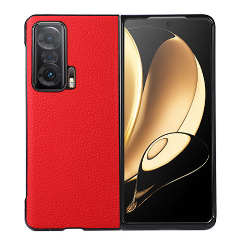 Funda Bumper Lujo Cuero y Plastico Mate Carcasa B02H para Huawei Honor Magic V 5G Rojo