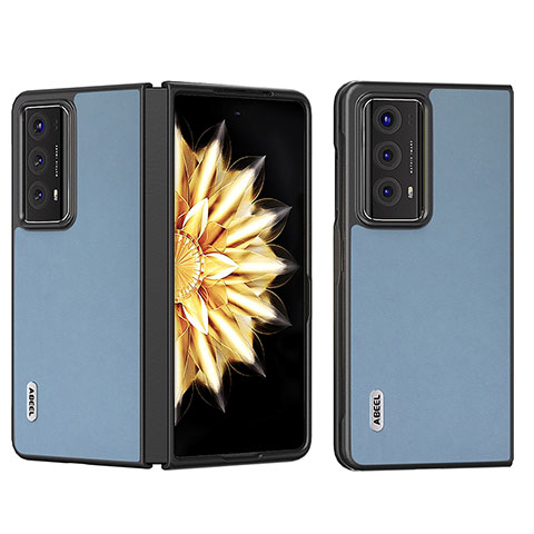 Funda Bumper Lujo Cuero y Plastico Mate Carcasa B02H para Huawei Honor Magic V2 Ultimate 5G Azul Claro