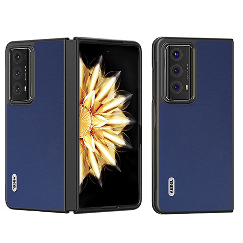 Funda Bumper Lujo Cuero y Plastico Mate Carcasa B02H para Huawei Honor Magic V2 Ultimate 5G Azul Real