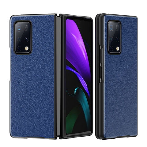 Funda Bumper Lujo Cuero y Plastico Mate Carcasa B02H para Huawei Mate X2 Azul