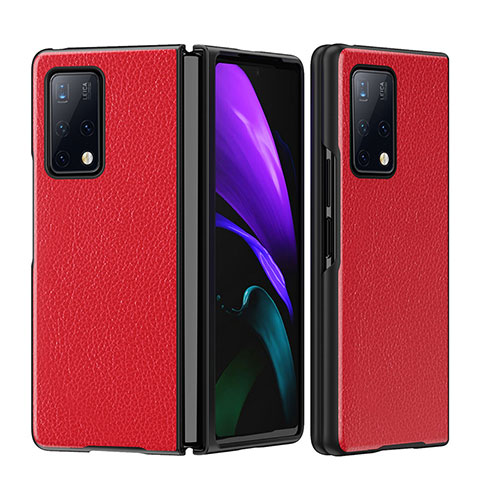 Funda Bumper Lujo Cuero y Plastico Mate Carcasa B02H para Huawei Mate X2 Rojo