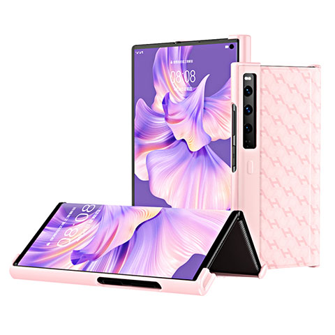 Funda Bumper Lujo Cuero y Plastico Mate Carcasa B02H para Huawei Mate Xs 2 Oro Rosa