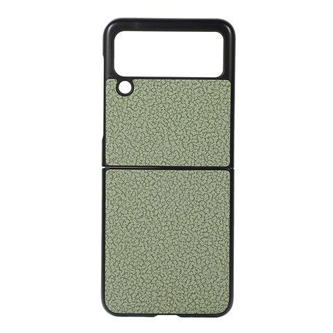 Funda Bumper Lujo Cuero y Plastico Mate Carcasa B03 para Samsung Galaxy Z Flip3 5G Verde