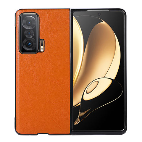 Funda Bumper Lujo Cuero y Plastico Mate Carcasa B03H para Huawei Honor Magic V 5G Naranja