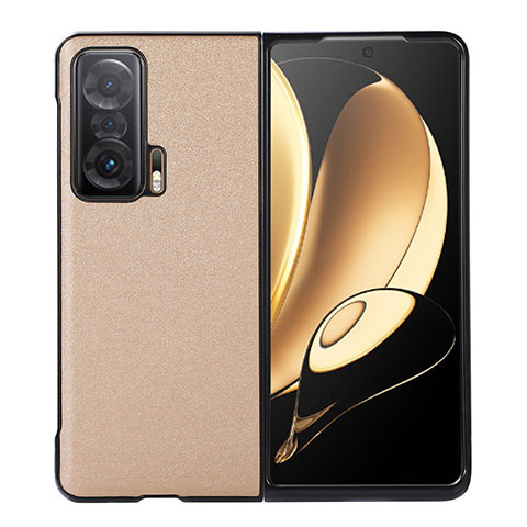 Funda Bumper Lujo Cuero y Plastico Mate Carcasa B03H para Huawei Honor Magic V 5G Oro