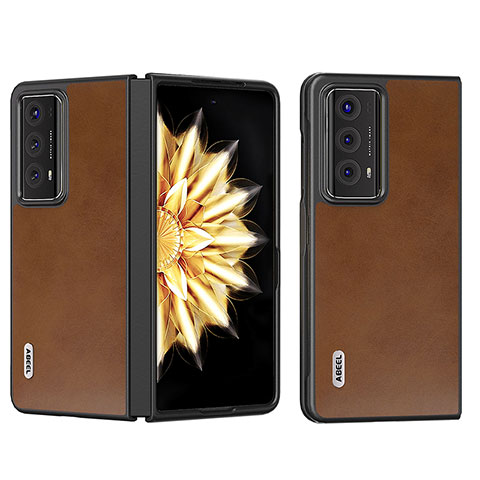 Funda Bumper Lujo Cuero y Plastico Mate Carcasa B04H para Huawei Honor Magic V2 5G Marron