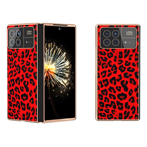 Funda Bumper Lujo Cuero y Plastico Mate Carcasa B04H para Xiaomi Mix Fold 3 5G Rojo