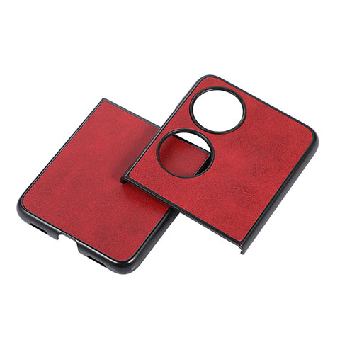 Funda Bumper Lujo Cuero y Plastico Mate Carcasa B05H para Huawei P60 Pocket Rojo