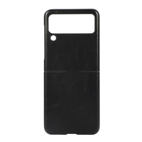 Funda Bumper Lujo Cuero y Plastico Mate Carcasa B06 para Samsung Galaxy Z Flip3 5G Negro