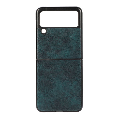 Funda Bumper Lujo Cuero y Plastico Mate Carcasa B06 para Samsung Galaxy Z Flip3 5G Verde