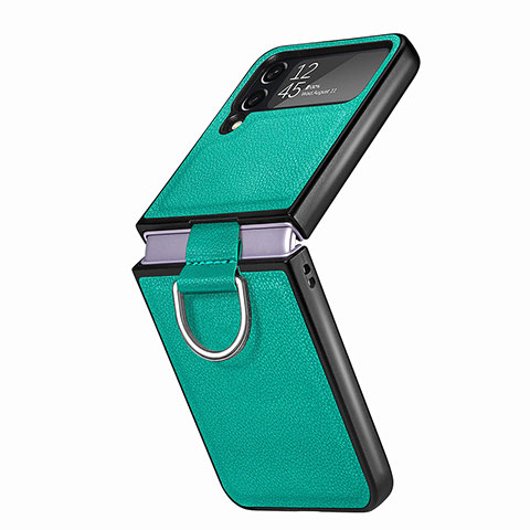 Funda Bumper Lujo Cuero y Plastico Mate Carcasa B06 para Samsung Galaxy Z Flip4 5G Verde