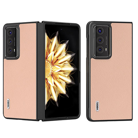 Funda Bumper Lujo Cuero y Plastico Mate Carcasa B06H para Huawei Honor Magic V2 5G Oro Rosa