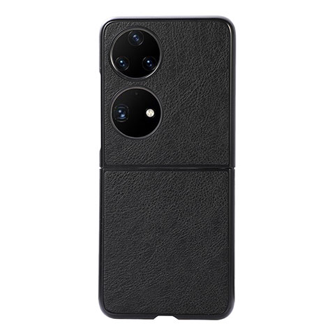 Funda Bumper Lujo Cuero y Plastico Mate Carcasa B06H para Huawei P60 Pocket Negro