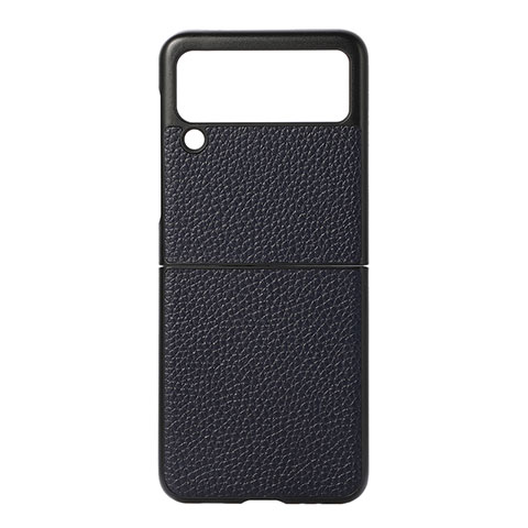 Funda Bumper Lujo Cuero y Plastico Mate Carcasa B07 para Samsung Galaxy Z Flip3 5G Azul