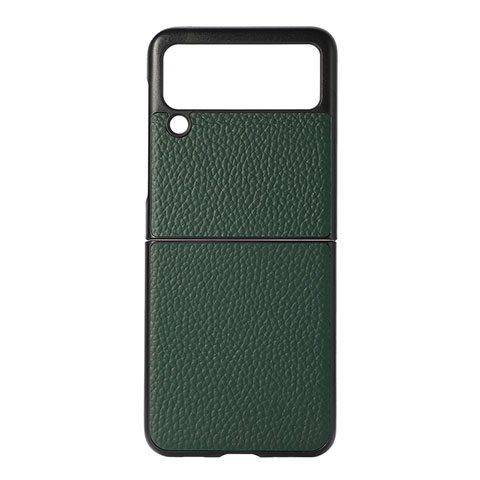 Funda Bumper Lujo Cuero y Plastico Mate Carcasa B07 para Samsung Galaxy Z Flip3 5G Verde