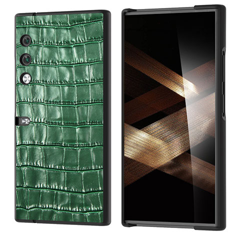 Funda Bumper Lujo Cuero y Plastico Mate Carcasa B07H para Huawei Honor Magic V2 5G Verde