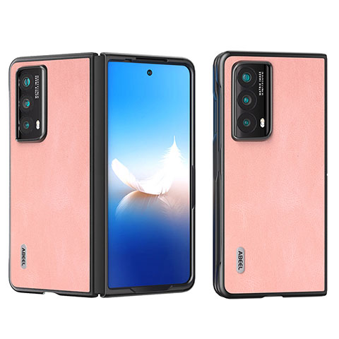 Funda Bumper Lujo Cuero y Plastico Mate Carcasa B08H para Huawei Honor Magic V2 5G Oro Rosa