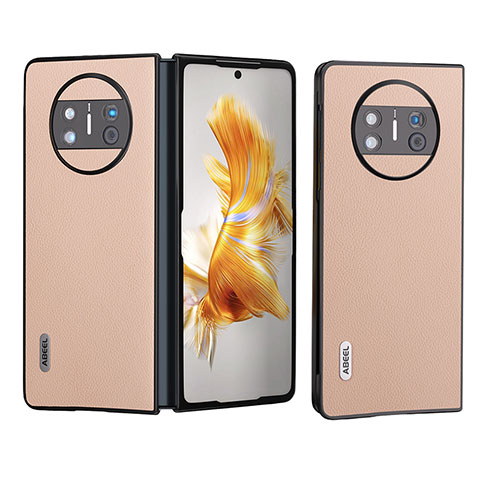 Funda Bumper Lujo Cuero y Plastico Mate Carcasa B08H para Huawei Mate X3 Oro