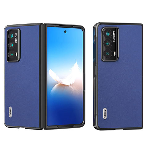 Funda Bumper Lujo Cuero y Plastico Mate Carcasa B11H para Huawei Honor Magic Vs2 5G Azul Real