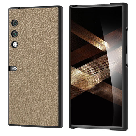 Funda Bumper Lujo Cuero y Plastico Mate Carcasa B11H para Huawei Honor V Purse 5G Marron