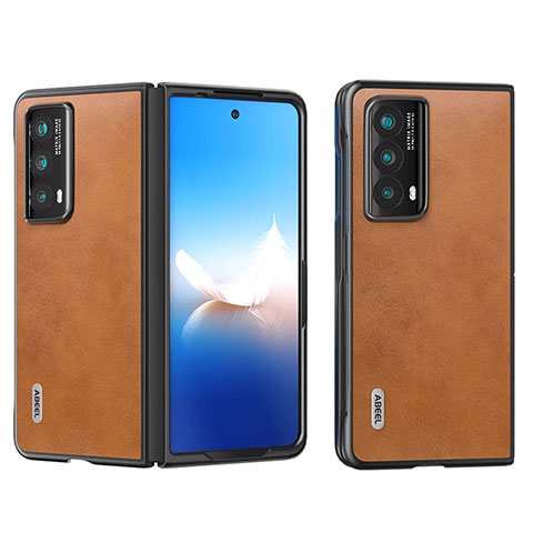 Funda Bumper Lujo Cuero y Plastico Mate Carcasa B13H para Huawei Honor Magic Vs2 5G Marron