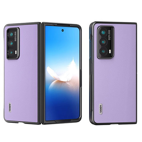 Funda Bumper Lujo Cuero y Plastico Mate Carcasa B14H para Huawei Honor Magic Vs2 5G Morado