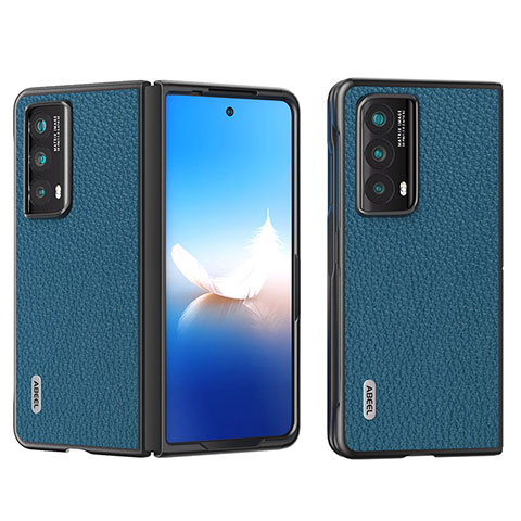 Funda Bumper Lujo Cuero y Plastico Mate Carcasa B17H para Huawei Honor Magic Vs2 5G Azul