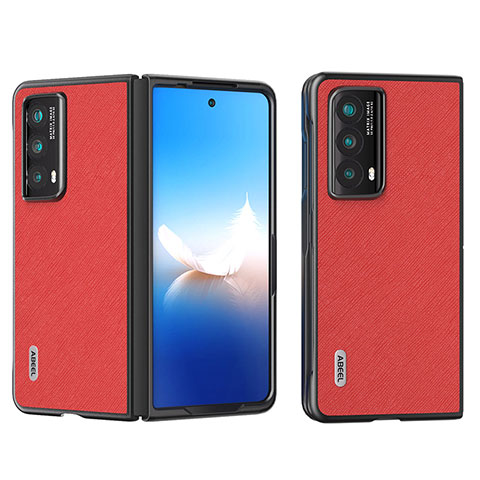 Funda Bumper Lujo Cuero y Plastico Mate Carcasa B20H para Huawei Honor Magic Vs2 5G Rojo