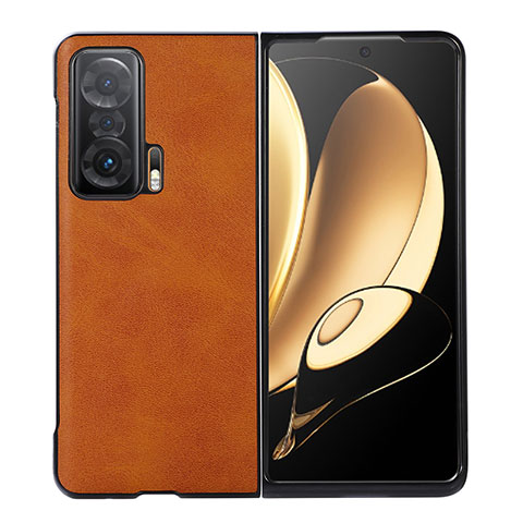 Funda Bumper Lujo Cuero y Plastico Mate Carcasa BH1 para Huawei Honor Magic V 5G Marron