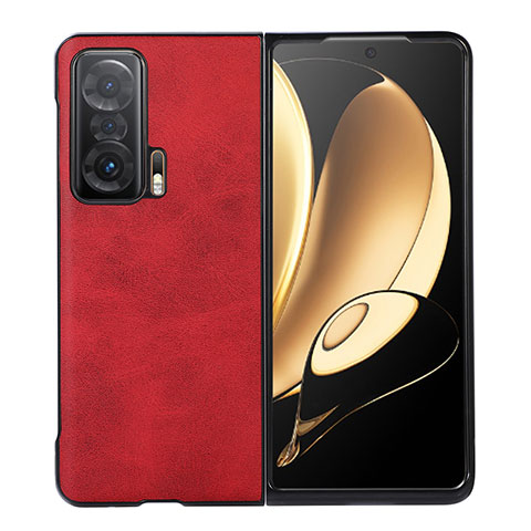 Funda Bumper Lujo Cuero y Plastico Mate Carcasa BH1 para Huawei Honor Magic V 5G Rojo