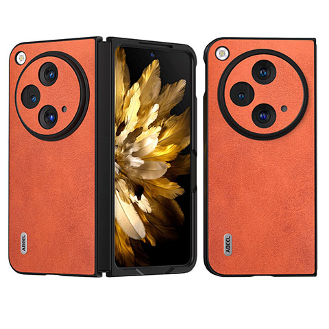 Funda Bumper Lujo Cuero y Plastico Mate Carcasa BH1 para OnePlus Open 5G Naranja