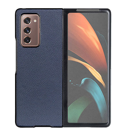 Funda Bumper Lujo Cuero y Plastico Mate Carcasa BH1 para Samsung Galaxy Z Fold2 5G Azul