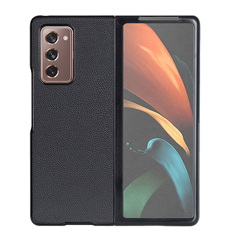 Funda Bumper Lujo Cuero y Plastico Mate Carcasa BH1 para Samsung Galaxy Z Fold2 5G Negro