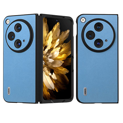 Funda Bumper Lujo Cuero y Plastico Mate Carcasa BH12 para OnePlus Open 5G Azul Cielo