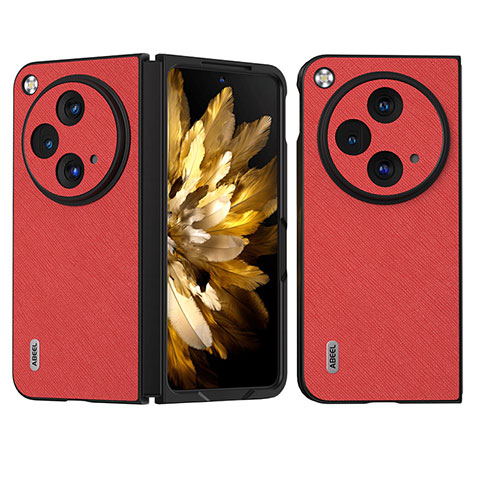 Funda Bumper Lujo Cuero y Plastico Mate Carcasa BH13 para OnePlus Open 5G Rojo