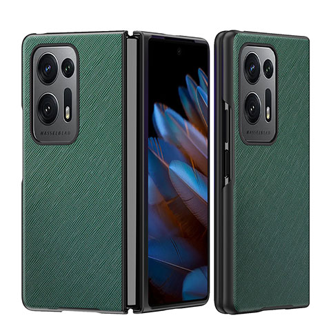 Funda Bumper Lujo Cuero y Plastico Mate Carcasa BH13 para Oppo Find N2 5G Verde