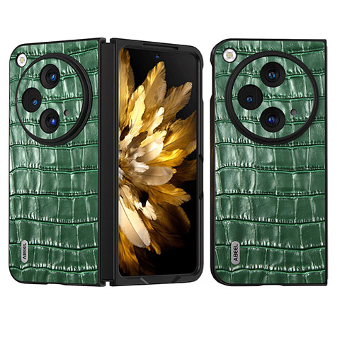 Funda Bumper Lujo Cuero y Plastico Mate Carcasa BH16 para OnePlus Open 5G Verde