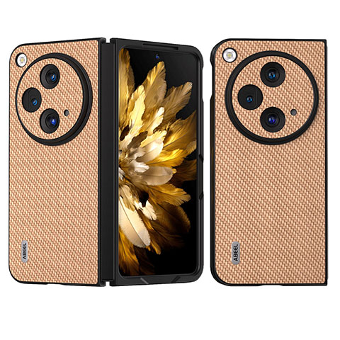 Funda Bumper Lujo Cuero y Plastico Mate Carcasa BH17 para OnePlus Open 5G Oro