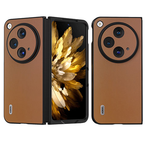 Funda Bumper Lujo Cuero y Plastico Mate Carcasa BH18 para OnePlus Open 5G Marron