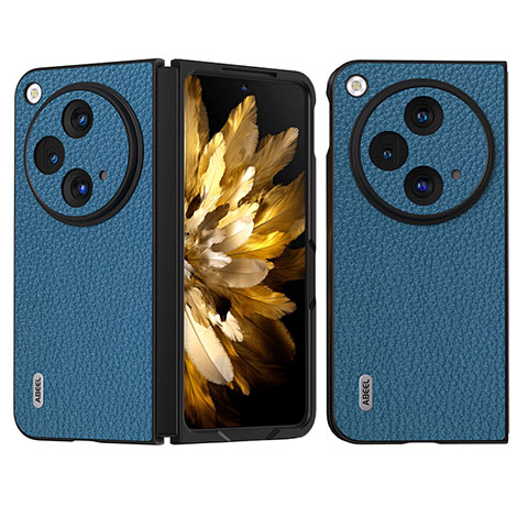 Funda Bumper Lujo Cuero y Plastico Mate Carcasa BH19 para OnePlus Open 5G Azul