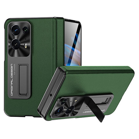 Funda Bumper Lujo Cuero y Plastico Mate Carcasa BH19 para Oppo Find N2 5G Verde