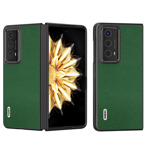 Funda Bumper Lujo Cuero y Plastico Mate Carcasa BH2 para Huawei Honor Magic V2 5G Verde