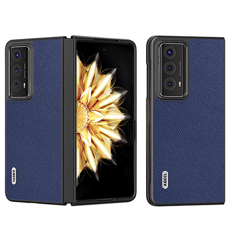 Funda Bumper Lujo Cuero y Plastico Mate Carcasa BH2 para Huawei Honor Magic V2 Ultimate 5G Azul