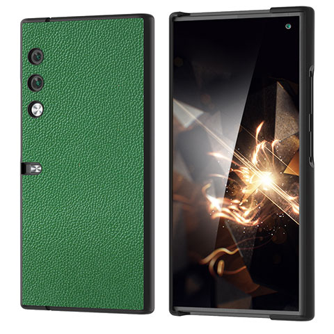 Funda Bumper Lujo Cuero y Plastico Mate Carcasa BH2 para Huawei Honor V Purse 5G Verde